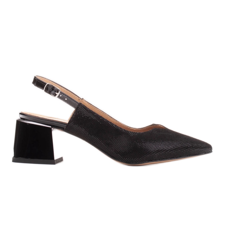 Marco Shoes Sandálias de camurça com padrão brilhante preto