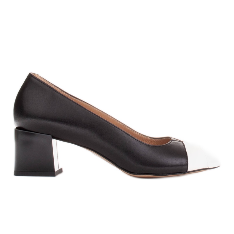 Marco Shoes bombas de couro preto e branco