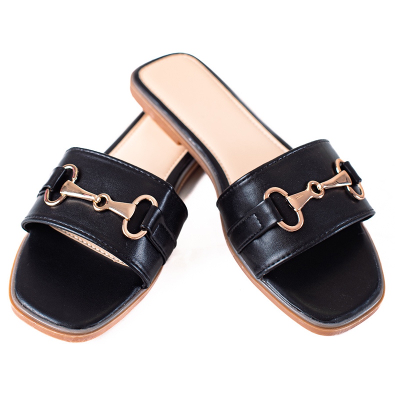 SHELOVET Chinelos femininos negros preto