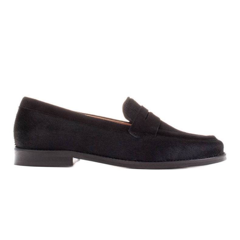 Marco Shoes Mocassins, couro natural com cabelo preto