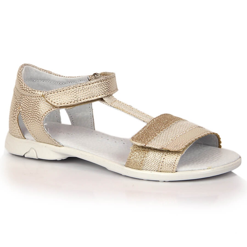 Sandálias de menina com velcro dourado Kornecki 6705