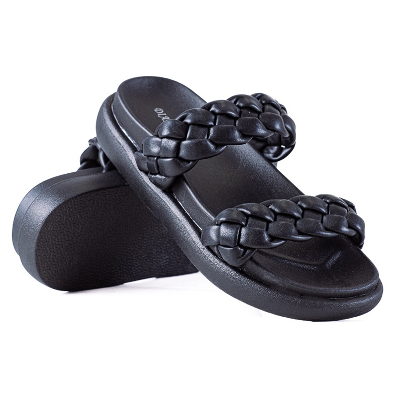 SHELOVET Chinelos trançados na plataforma preto