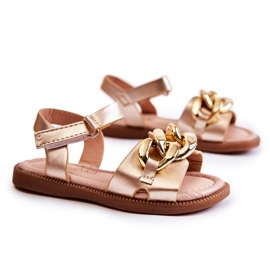 FR1 Sandália infantil com velcro Layra dourado