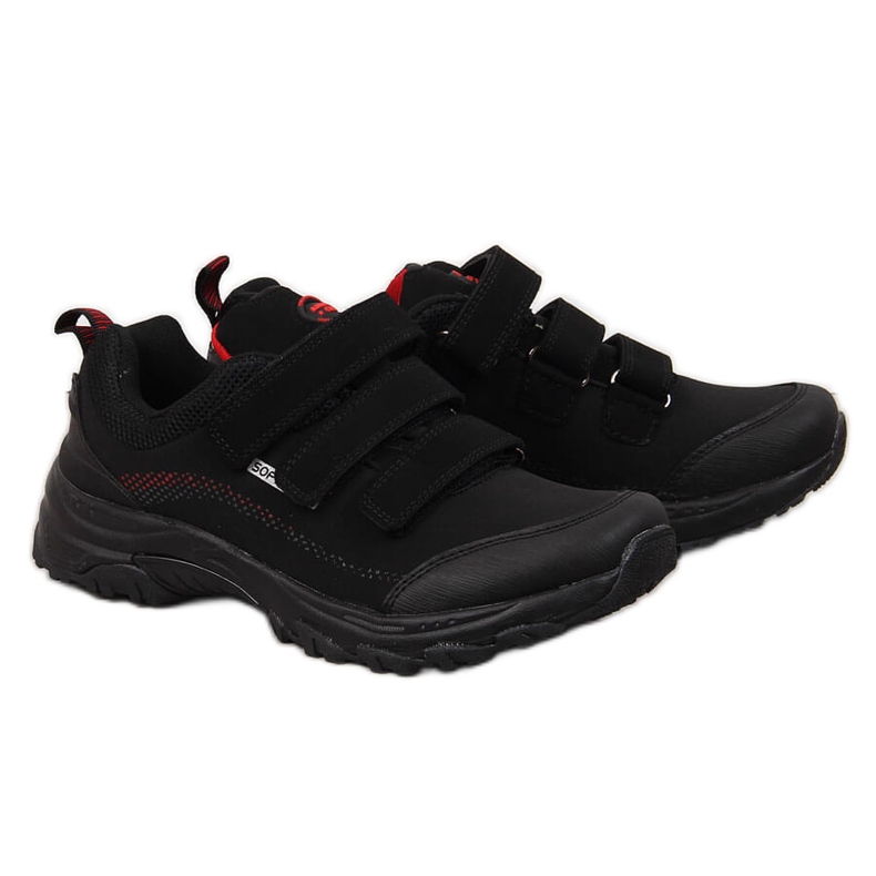 Sapatos de trekking com velcro impermeável preto e vermelho American Club