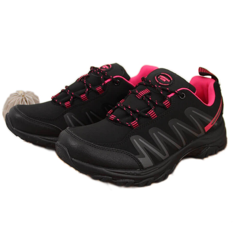 Tênis de trekking feminino impermeável preto e rosa American Club