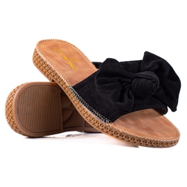 SHELOVET chinelos com laço preto SHELOVET chinelos com laço preto