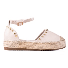 SHELOVET Alpargatas com tachas bege