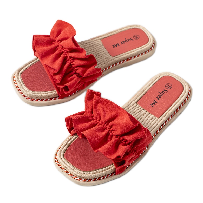 Chinelos vermelhos com folho da Palmeri