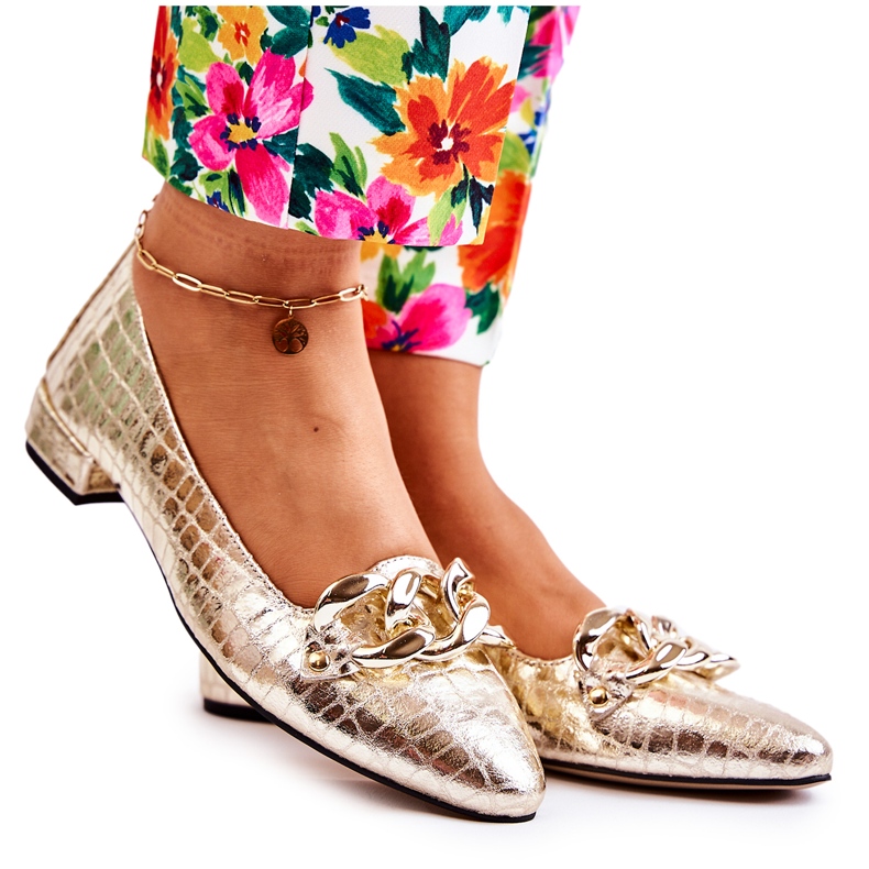 PA2 Sapatos Snake Lacados em Couro Golden Elisabeth dourado