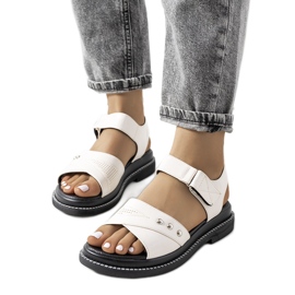 Sandálias brancas na plataforma Meis bege cru