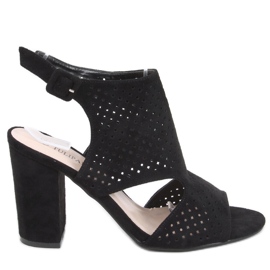 Guala Sandália de salto alto vazada preta preto Guala Sandália de salto alto vazada preta preto