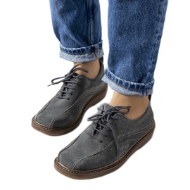 Sapato feminino de couro cinza Morten Sapato feminino de couro cinza Morten