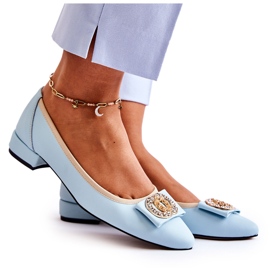 Bailarinas de couro com ornamento azul Joliet