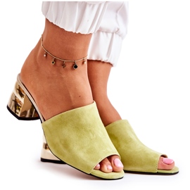 PA2 Chinelos femininos de camurça no calcanhar verde Perry PA2 Chinelos femininos de camurça no calcanhar verde Perry