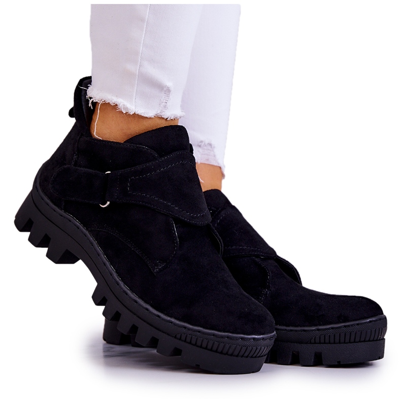 S.Barski Armadilhas de camurça preta Remgate com zíper preto