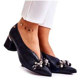 Sapatos de couro com decoração preta Laura Messi 2487 preto