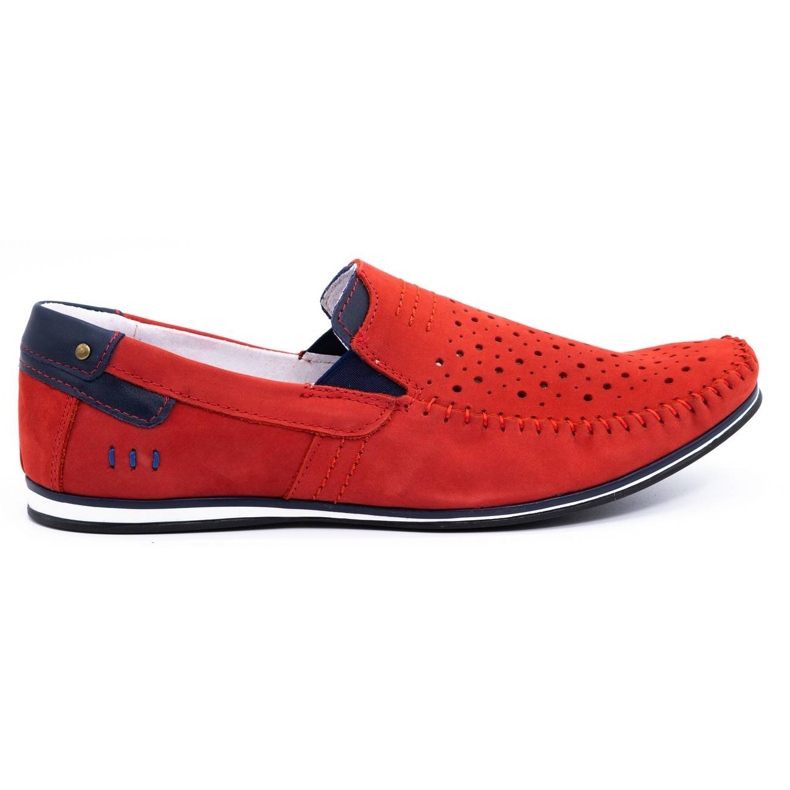 KOMODO Sapatos masculinos mocassins 876 verão vermelho