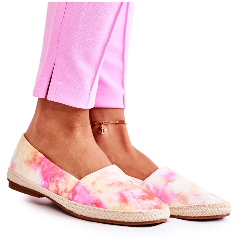 Alpargatas femininas slip-on rosa-amarelo multicolorido