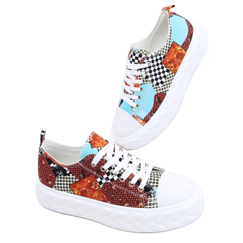 Tênis cano alto Madi Red Jacquard Weave multicolorido