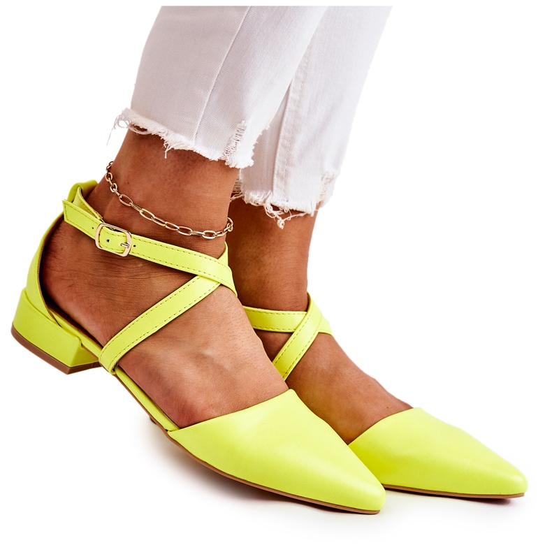 WS1 Bombas de couro de salto baixo amarelo Giovanna multicolorido