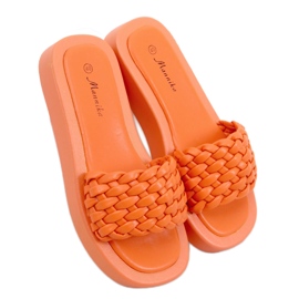 BM Chinelos de sola alta com riscas Laranja Elida trançadas