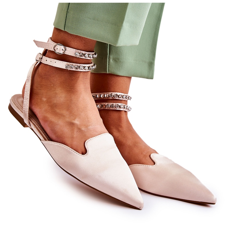 WS1 Sandálias femininas com biqueira em bege Amisha