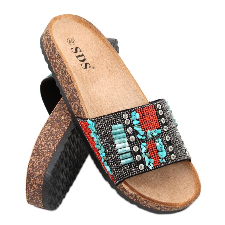 Chinelos Taida Black em cortiça preto