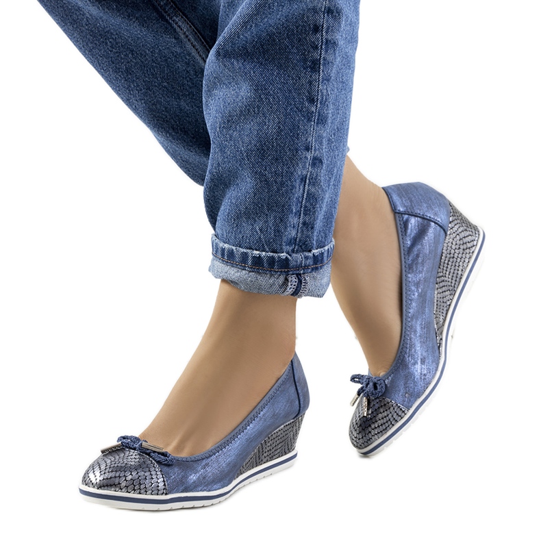 Tênis de cunha azul Blance