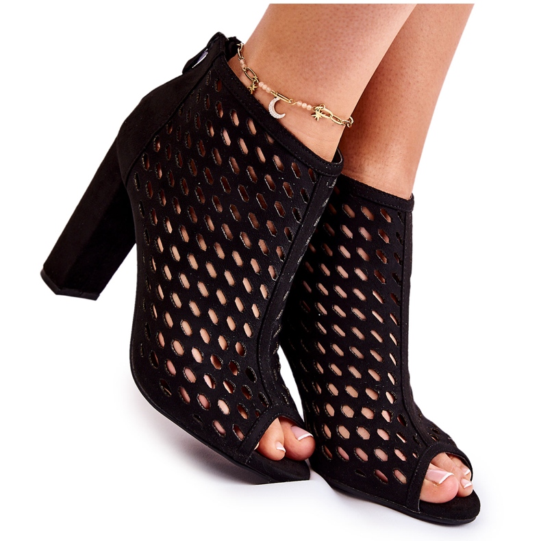 WT1 Bota vazada de camurça preta, Jenissa preto