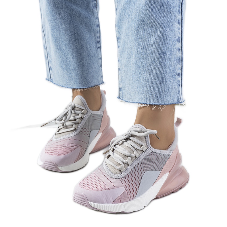 Tênis esportivo cinza da Glaner rosa