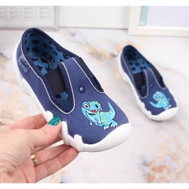 Chinelos de menino com elástico com tira de dinossauro em azul marinho Befado azul-marinho