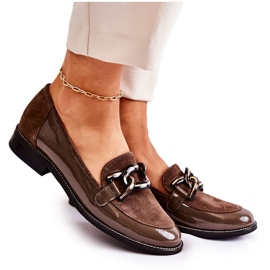 Mocassins Clássicos com Corrente Laura Messi 2531 Marrom castanho