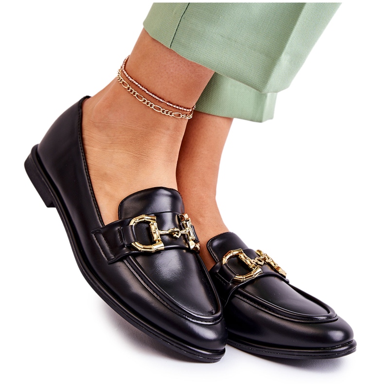 WS1 Mocassins pretos femininos Coriso