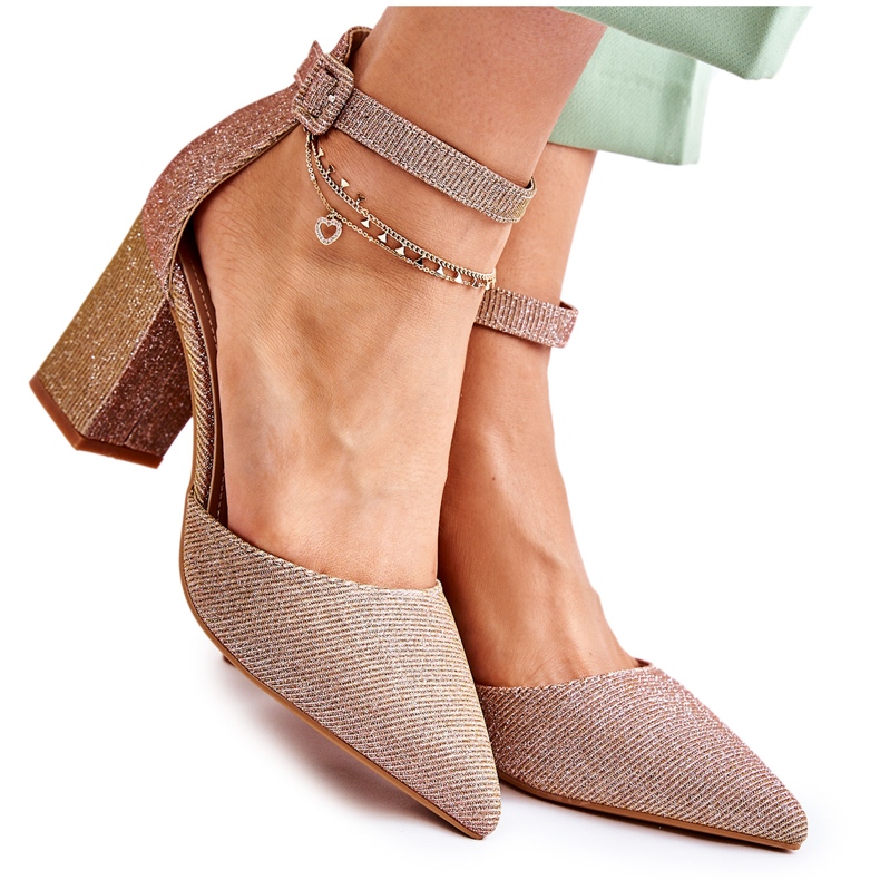 WS1 Shiny Pumps On A Bar Ouro escuro Amira dourado