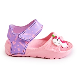 WJ1 Sandálias leves para crianças com decorações em rosa e roxo