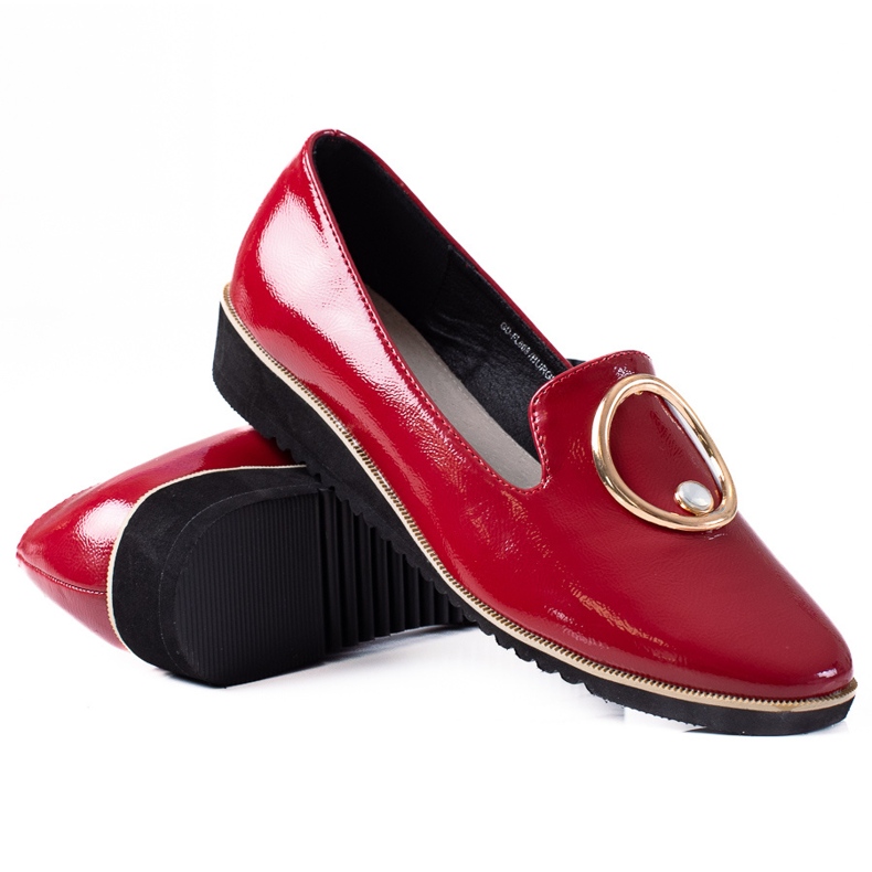 SHELOVET Patente de mocassins femininos vermelho