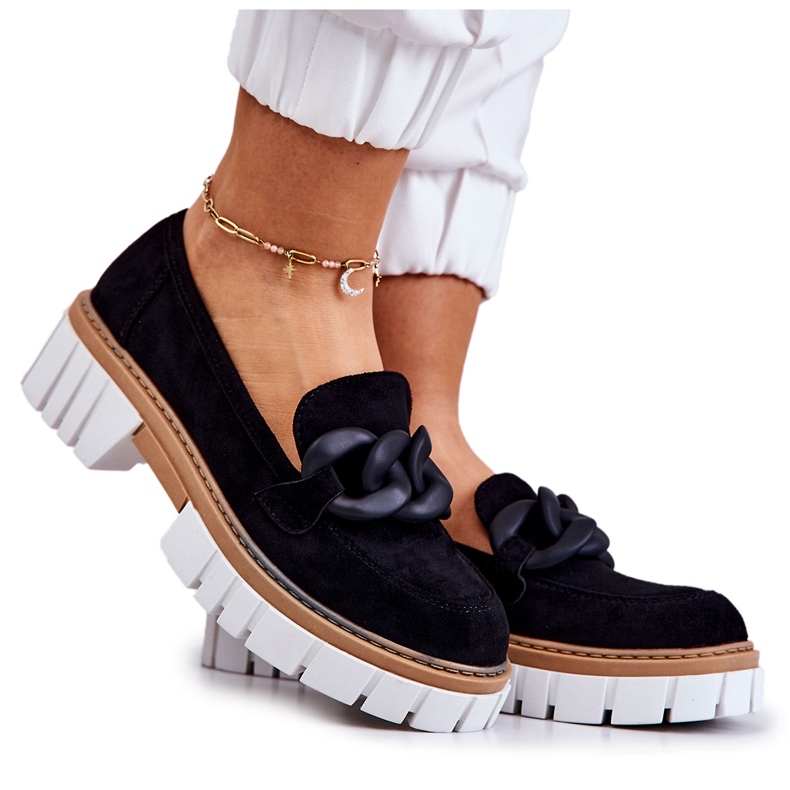 PS1 Mocassins de camurça com decoração em Talisa preta preto