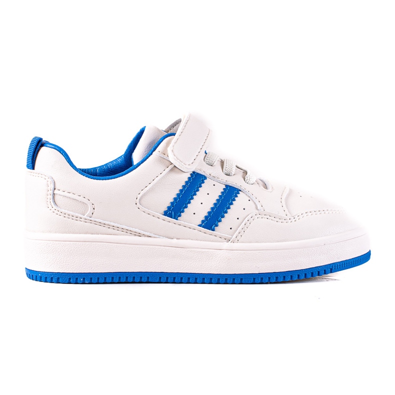 Tênis infantil Shelovet feito de couro ecológico em branco e azul