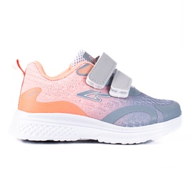 Calçado esportivo infantil Shelovet com fecho de velcro laranja cinza