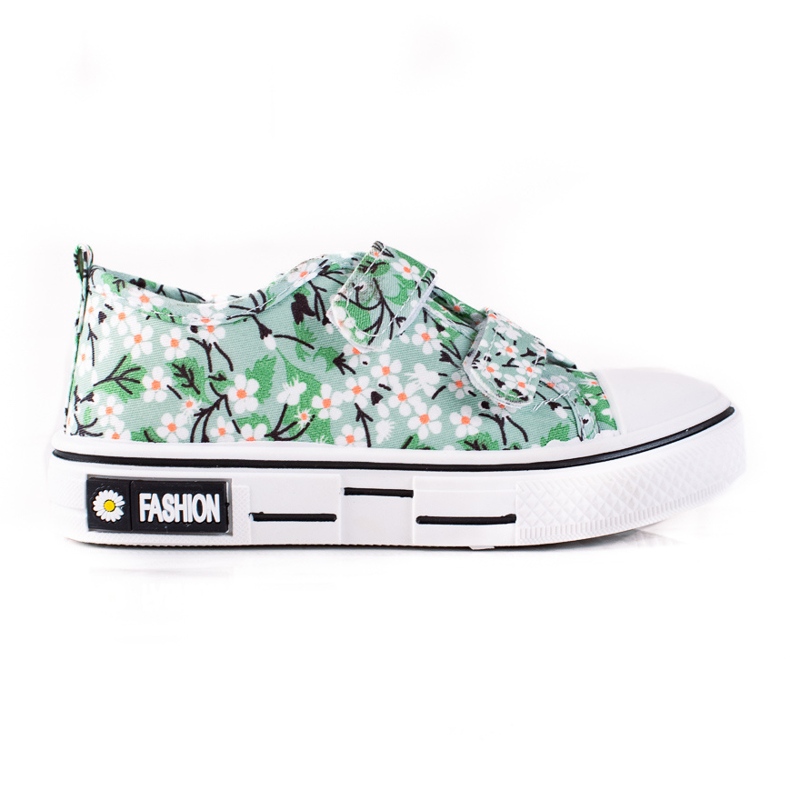 Tênis infantil Shelovet com flores verdes ['branco', 'verde', 'amarelo']