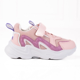 Tênis infantil Shelovet com velcro rosa roxo