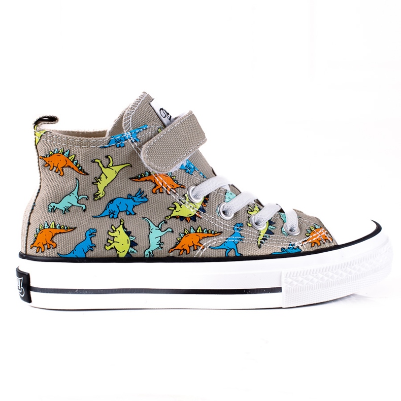 Tênis altos para meninos Shelovet dinossauros cinza