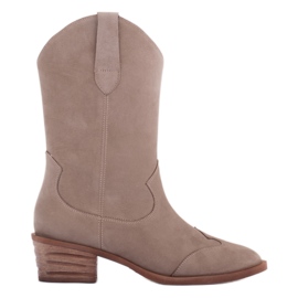 Marco Shoes Botas bege de couro natural