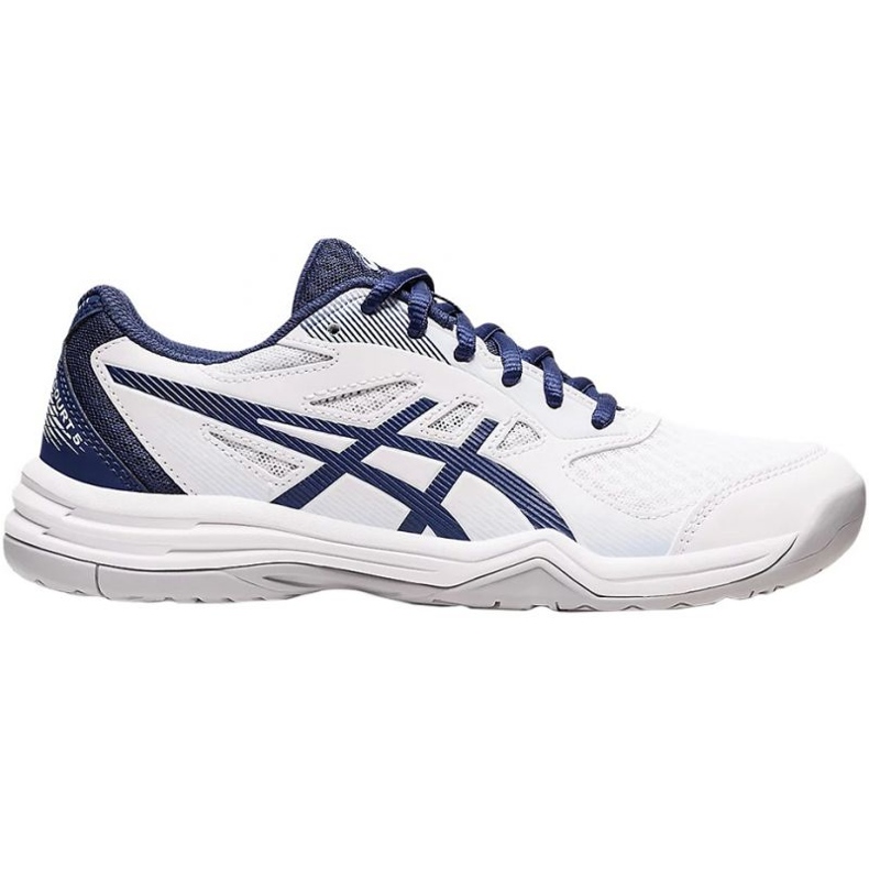 Asics Upcourt 5 W 1072A088 100 tênis de vôlei branco azul marinho