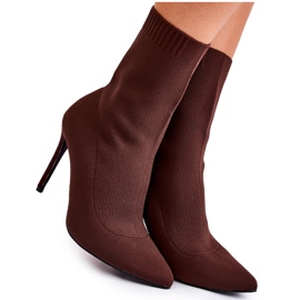 WS1 Botas altas femininas com uma meia em um salto agulha Luisell Brown castanho WS1 Botas altas femininas com uma meia em um salto agulha Luisell Brown castanho