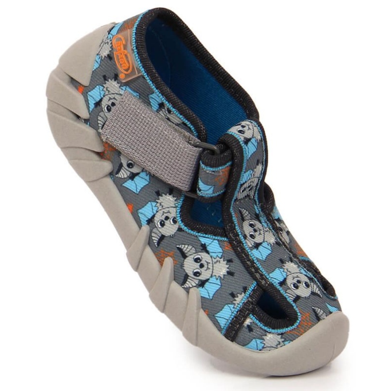 Chinelos de velcro com taco Befado Jr BEF6A cinza