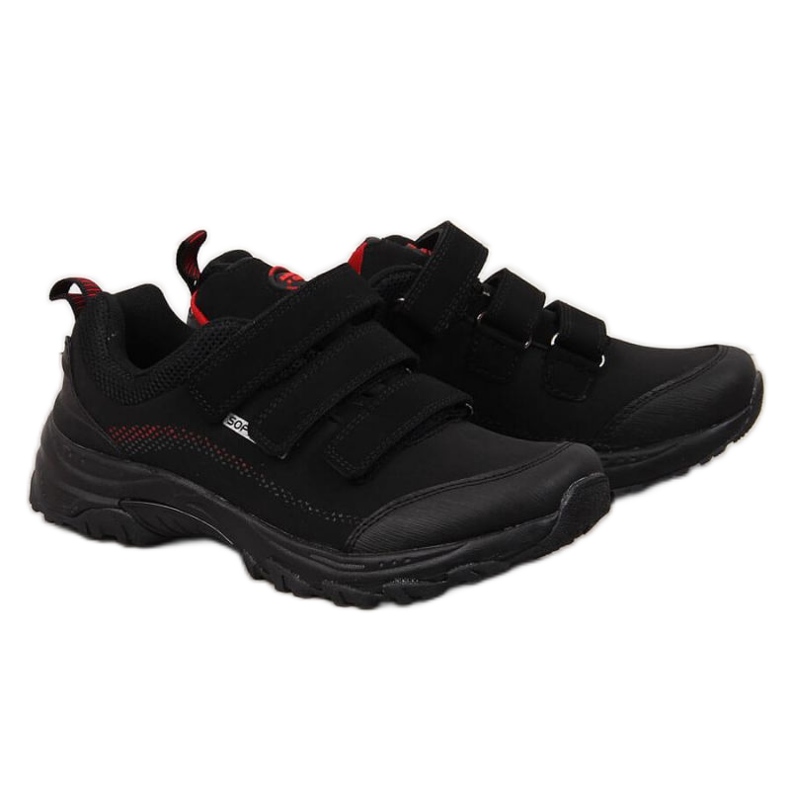 Tênis de trekking American Club W AM838A Velcro preto-vermelho