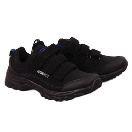 Tênis de trekking American Club W AM838B preto e azul com velcro