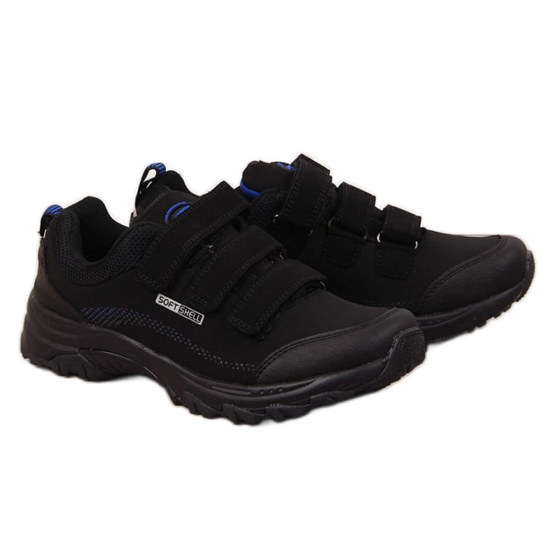 Tênis de trekking American Club W AM838B preto e azul com velcro