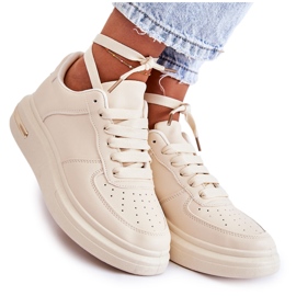 PG1 Tênis Clássico de Couro Ecológico Jennys Bege